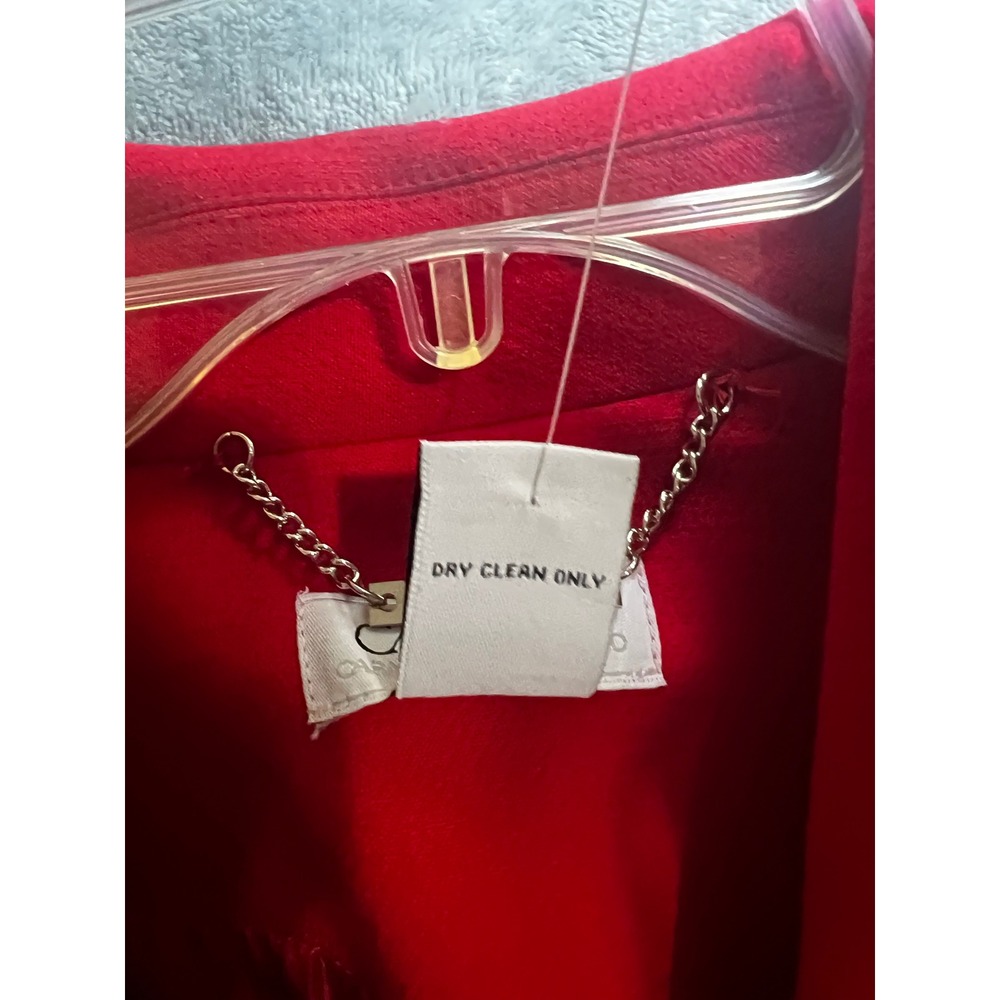 Carmen Marc Valvo Red Double Breasted Blazer Silver Buttons NWT Large CV508024 - Picture 5 of 9